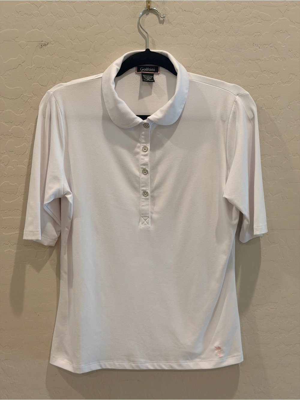 Golftini Ladyβs White Elbow Length-Sleeve Polo EUC